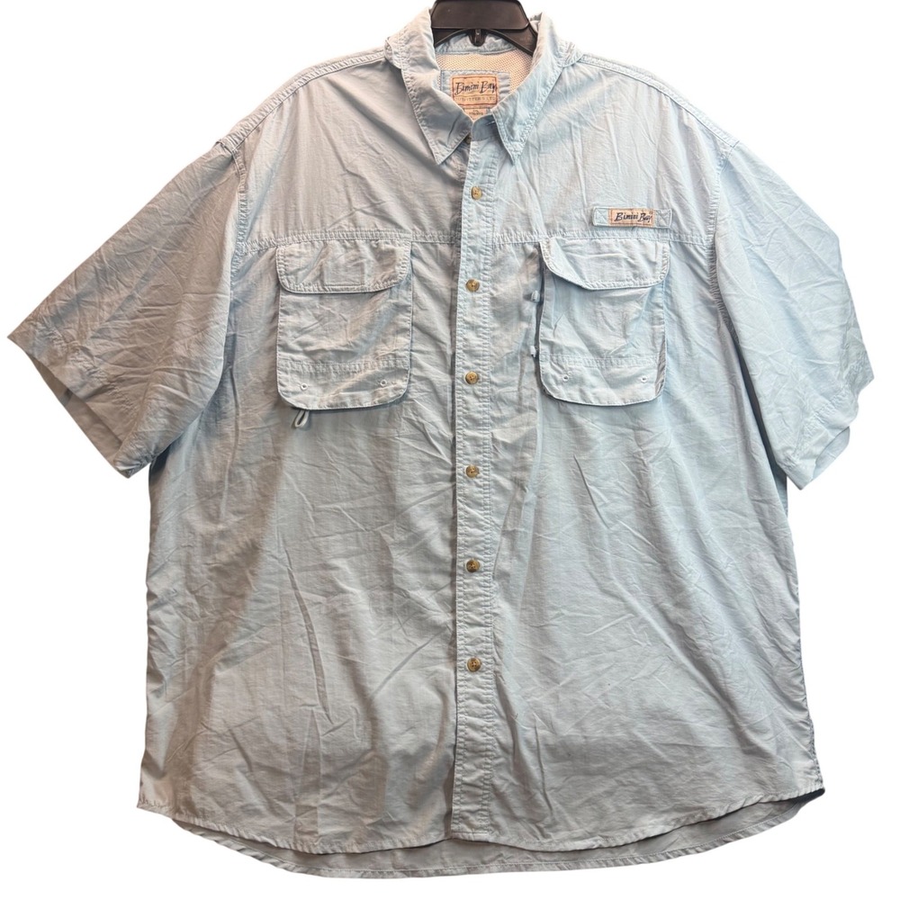 Bimini Bay Fishing Shirt Mens XXL Blue Short Sleeve Vented Performance Gorpcore